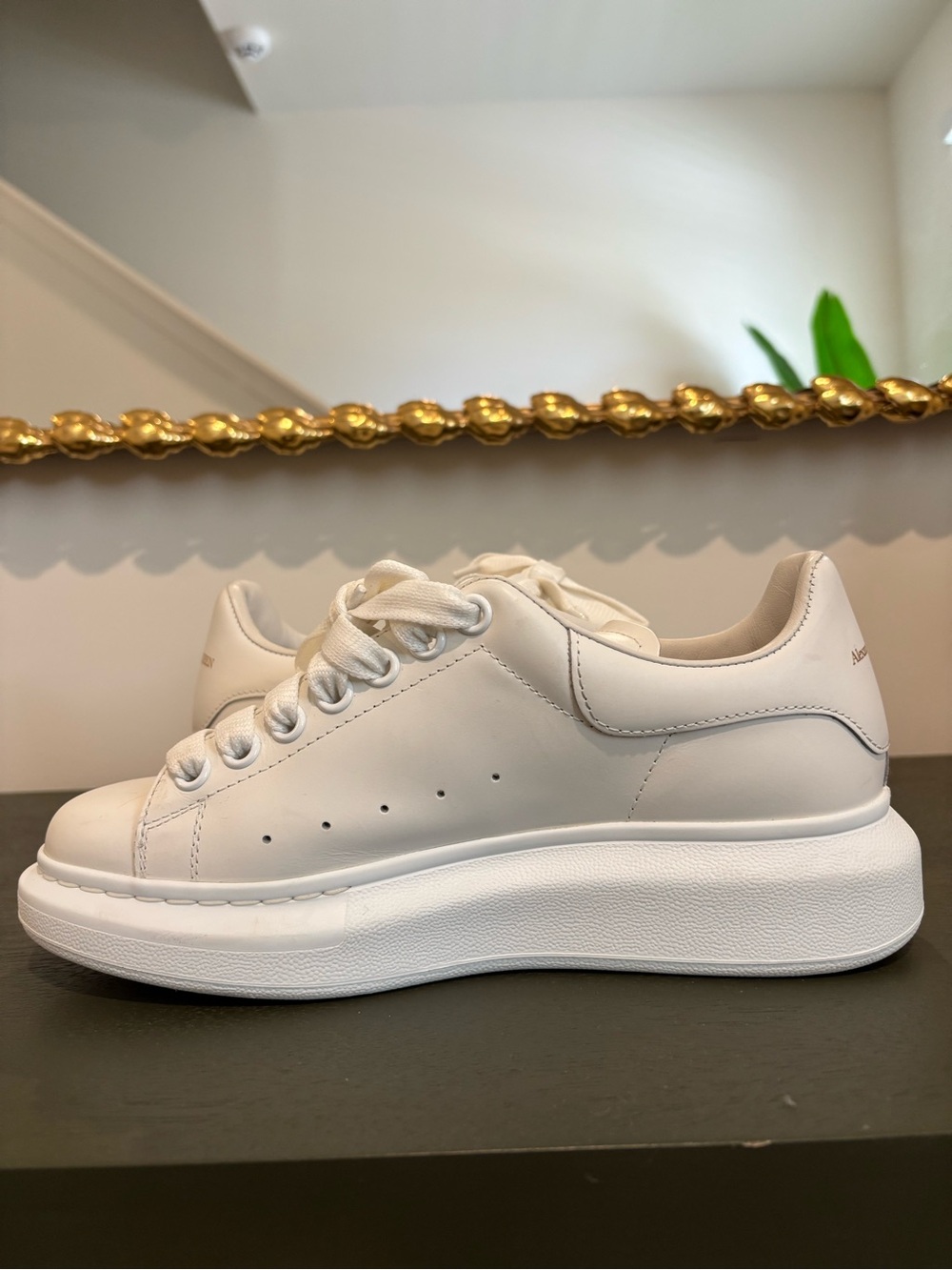 Alexander McQueen Cream-White Chunky Leather Sneakers - Picture 5 of 9